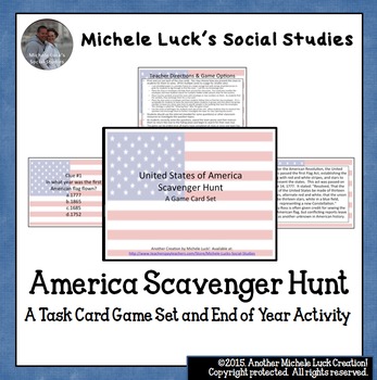 Preview of America Scavenger Hunt Task Card Game! Great end of year activity or fun review!