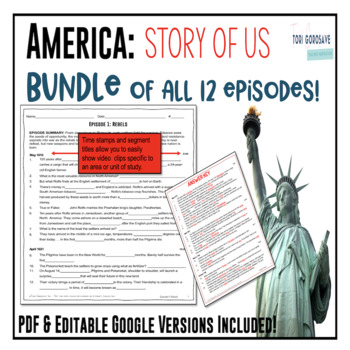 Preview of America: Story of US - BUNDLE of Episodes 1-12 Worksheets