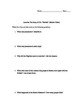 Preview of America: The Story of US  "Rebels" Worksheet