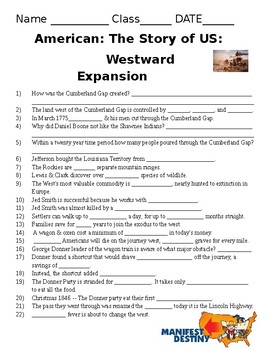 Preview of America The Story of US Westward Expansion Questions