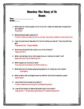 America The Story Of Us Episode 8 Boom Worksheet Answers Story Guest