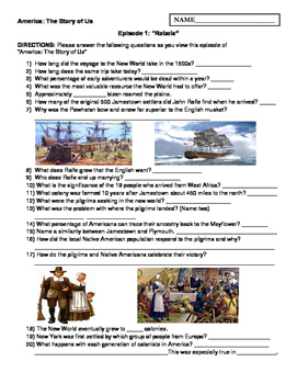 Preview of America: The Story of Us (Episode 1-"Rebels") Worksheet