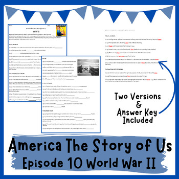Preview of America The Story of Us - Episode 10 World War II Video Worksheet