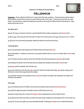 America The Story of Us Episode 12 Millennium Video Worksheet TPT