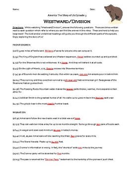 America The Story of Us Episode 3 Westward/Division Video Worksheet