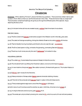 America The Story of Us Episode 4 Division Video Worksheet TpT