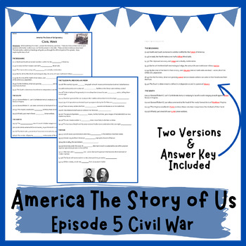 Preview of America The Story of Us - Episode 5 Civil War Video Worksheet