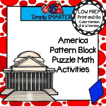 Preview of America Themed Pattern Block Puzzle Math Activity Task Cards