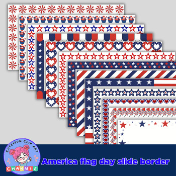 Preview of America flag day slide border clipart