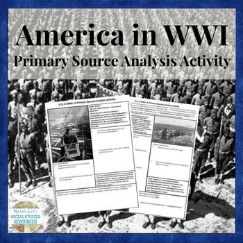 Preview of America in WWI Primary Source Analysis Activity World War One 1