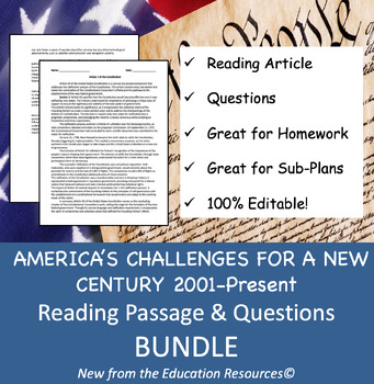 Preview of 2001-Present United States History Reading Comprehension Q/A BUNDLE