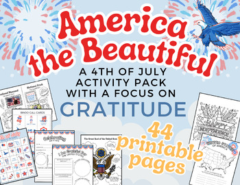 Preview of America the Beautiful Activity Pack - 10 Patriotic Activities with 44 Printables