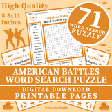 American Battles Word Search Puzzle PDF Educational Activi
