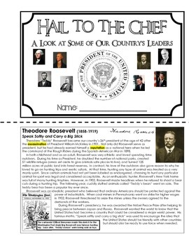 Preview of American Biographies - Hail to the Chief (Presidents Unit Booklet)
