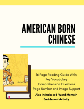 Preview of American Born Chinese Reading Guide With Image Support for ELs