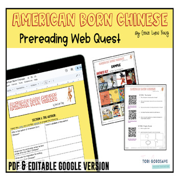 Preview of American Born Chinese by Gene Luen Yang PREREADING WebQuest - DIGITAL & PRINT