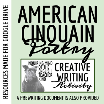 Preview of American Cinquain Poem Template for High School Creative Writing (Google Drive)