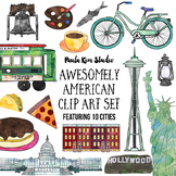 American Cities Watercolor Clip Art
