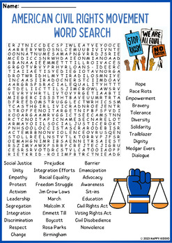 Preview of American Civil Rights Movement Word Search Puzzle Activity |  Worksheets