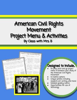 Preview of Civil Rights Movement Project Menu & Activities- No prep, share & go!