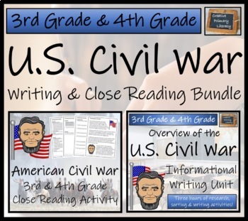 Preview of American Civil War Close Reading & Informational Writing Bundle 3rd & 4th Grade