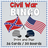 American Civil War BINGO & Memory Matching Vocabulary Card