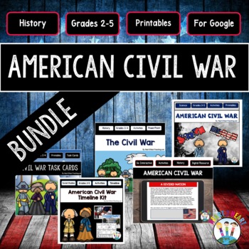 Preview of Causes of the Civil War Battles Passages Activities Worksheets Print & Digital