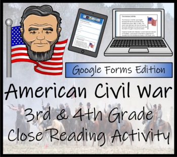 Preview of American Civil War Close Reading Activity Digital & Print | 3rd & 4th Grade