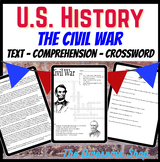 American Civil War Comprehension Review & Crossword Print 