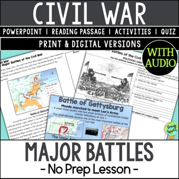 Preview of Civil War Battles Lesson - Reading Passage - Battle of Gettysburg - Activity