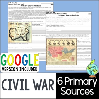 Preview of US Civil War Primary Documents Activity - Primary Sources - Political Cartoon