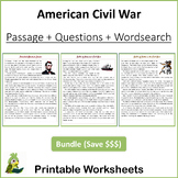 American Civil War Reading Comprehension Bundle