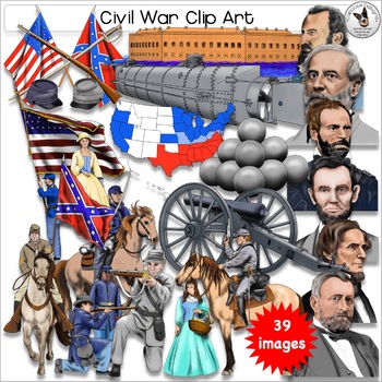 Preview of Civil War Clip Art Realistic hand-drawn clip art images