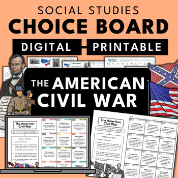 Preview of American Civil War | Social Studies Unit Choice Board Activity Packet Gamify