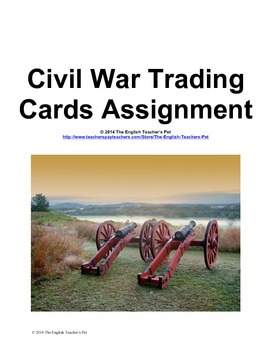 Preview of American Civil War Trading Cards Assignment