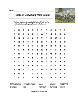 battle of gettysburg word search grades 4 5 by big ideas
