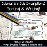 American Colonies Jobs - Sort, Draw, Read & Write