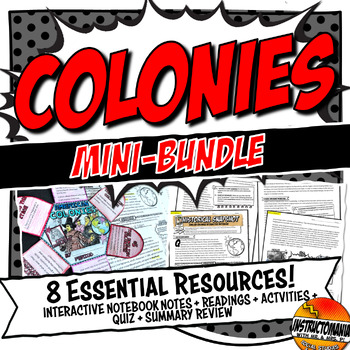 Preview of American Colonies Resources Bundle: Interactive Notebook Independent Work Packet