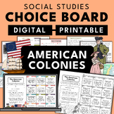American Colonies | Social Studies Unit Choice Board Activ