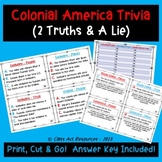 American Colonies Trivia Task Cards - 2 Truths & 1 Lie - 1