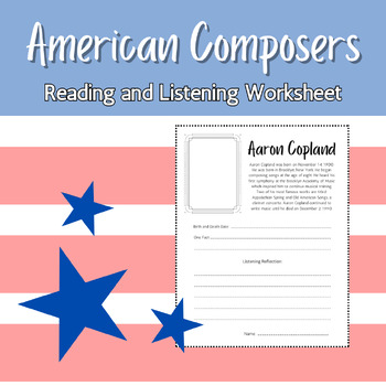 Preview of American Composer Reading and Listening Worksheet