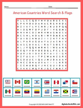 American Countries Word Search & Flags - Flags Names - American ...