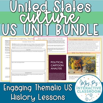 Preview of American Culture Thematic Unit Bundle for US History - Print & Digital