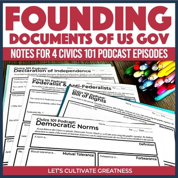 Preview of Bill of Rights Federalist Essays Activities - Civics 101 Podcast Episode Notes
