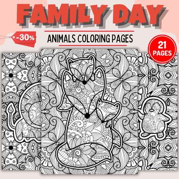 Preview of American Family day Animals Mandala Coloring Pages - Fun Grandparents Activities