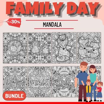 Preview of American Family day Mandala Coloring Pages sheets - Fun Grandparents  Activities