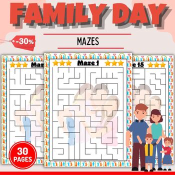 Preview of American Family day Mazes Puzzles With Solution - Fun Grandparents Brain Games