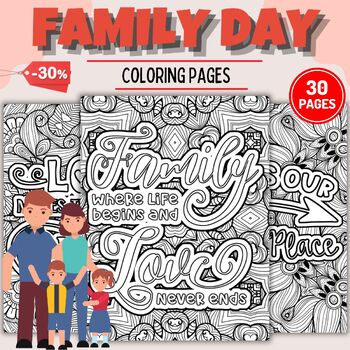 Preview of American Family day Quotes Mandala Coloring Pages - Fun Grandparents Activities