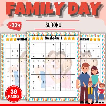 Preview of American Family day Sudoku Puzzles With Solution - Grandparents Games Activities