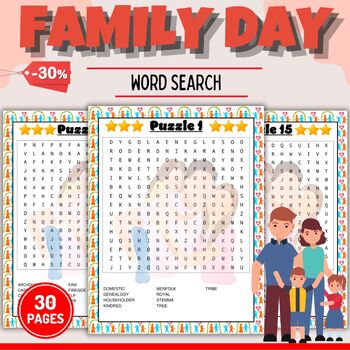 Preview of American Family day Word Search With Solution -Fun Grandparents Activities Games